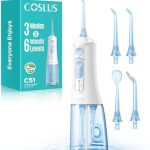 COSLUS C51 Portable Water Flosser for Teeth: 3 Modes & 6 Pressure Settings with Jet Mode Water Dental Pick for Orthodontic, Braces, Sensitive Gums, Compact for Travel, for Multiple Users, ADA Accepted