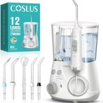 COSLUS E2 Advanced Water Flosser for Teeth: 2 Modes & 12 Pressure Settings Electric Dental Pick for Orthodontic, Braces, Sensitive Gums - Home Use, ​​5 Jet Tips for Multiple Users, Family, White